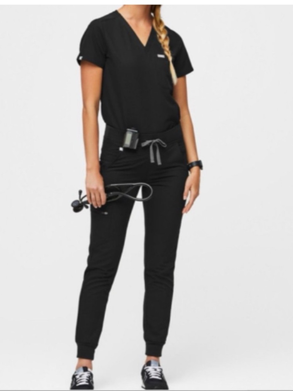 Figs Women's Black Knit Jogger Scrub Pants